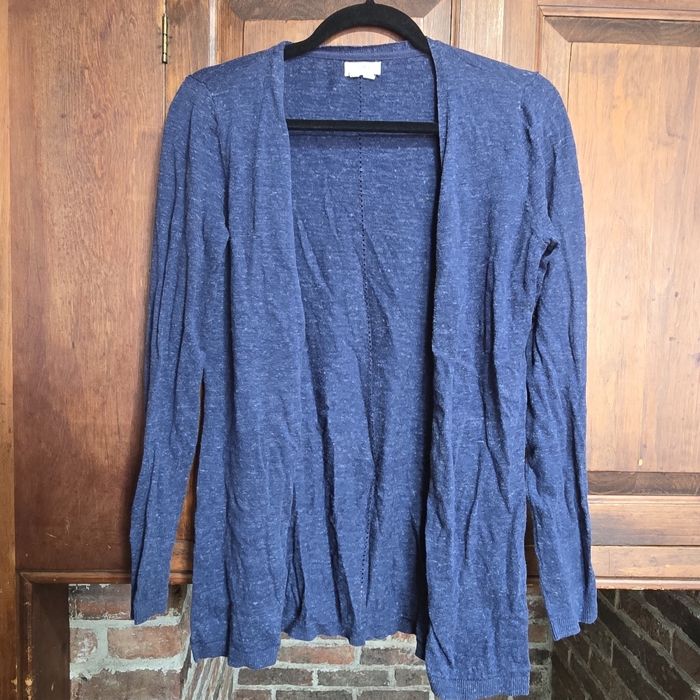 Fat Face Blue and Whited Heathered Open Cardigan - 100% Cotton - US 4